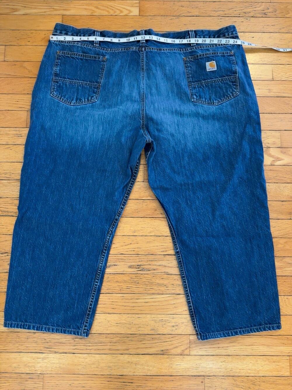 Carhartt Relaxed Fit Jeans Men’s 52x30 Blue Denim Work Utility 100% Cotton